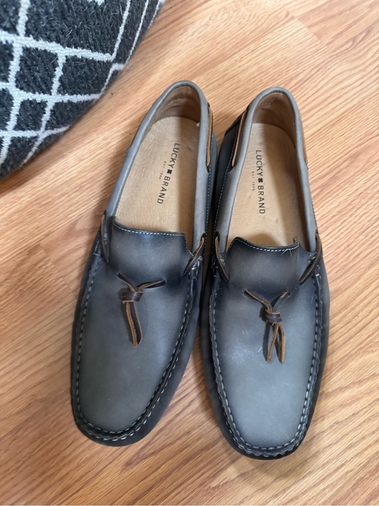 Lucky Brand Other - Lucky Brand Men's Dark Gray Leather Slip-On Loafers